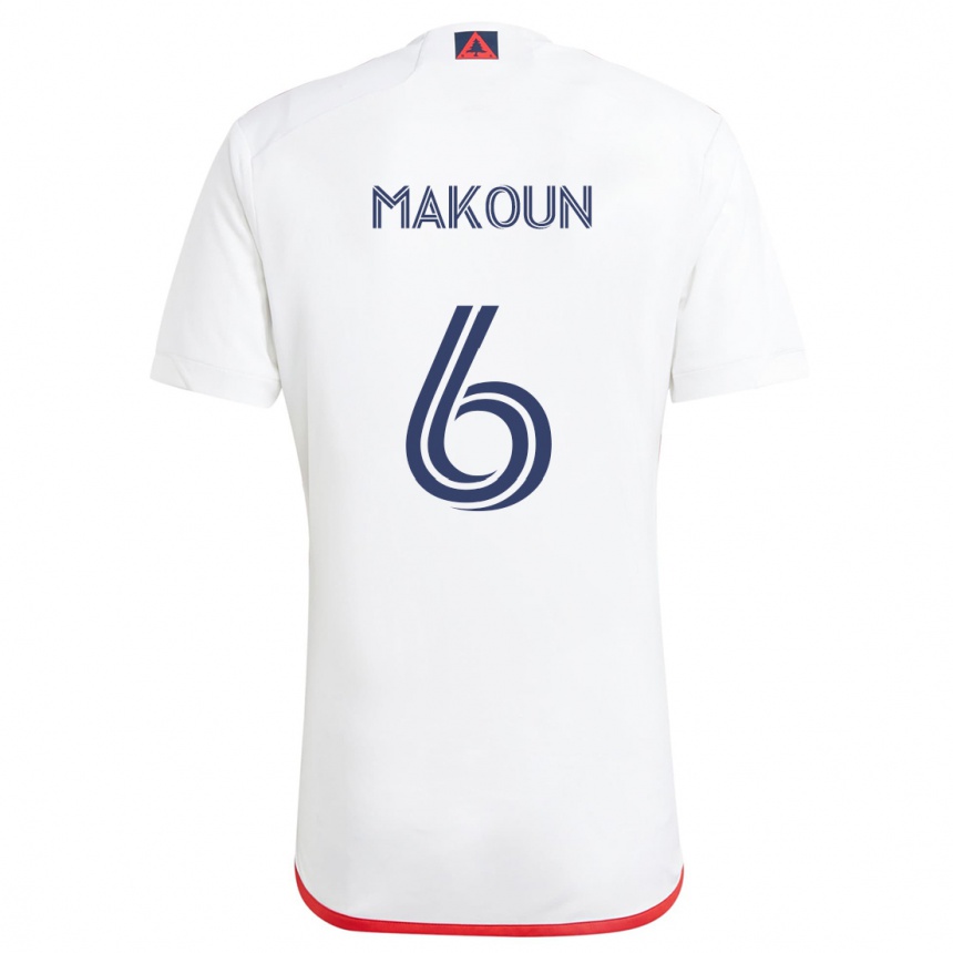 Vaikiškas Christian Makoun #6 Balta Raudona Išvykos Marškinėliai 2024/25 T-Shirt