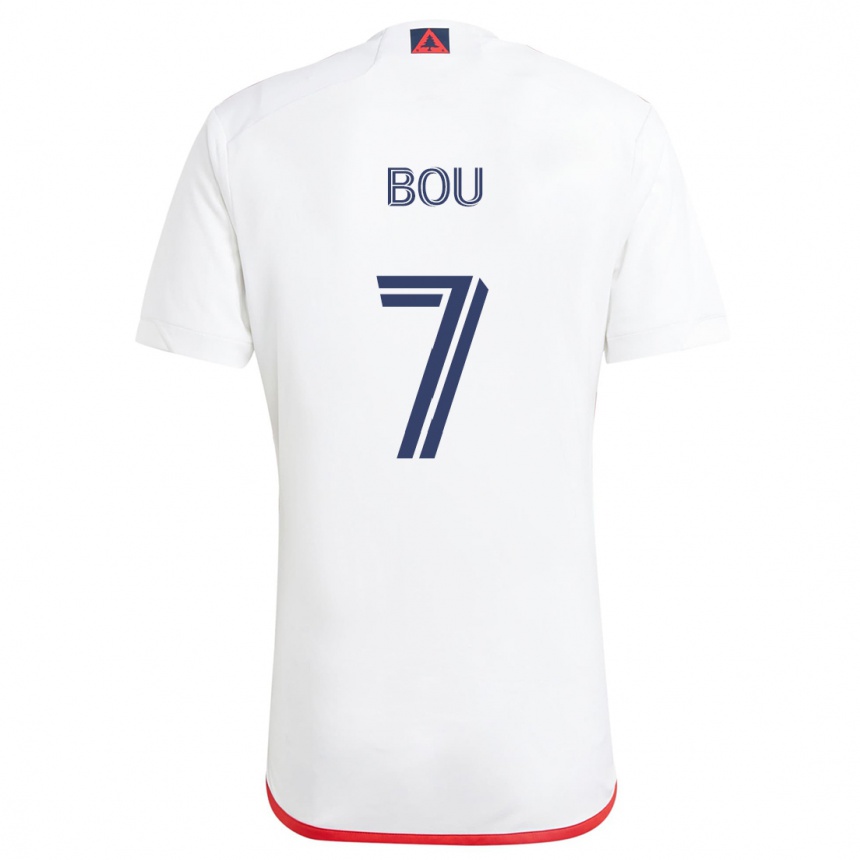 Vaikiškas Gustavo Bou #7 Balta Raudona Išvykos Marškinėliai 2024/25 T-Shirt