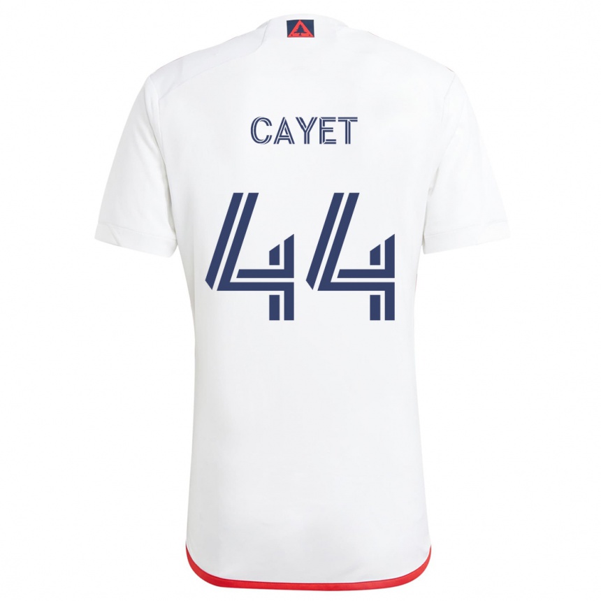 Vaikiškas Pierre Cayet #44 Balta Raudona Išvykos Marškinėliai 2024/25 T-Shirt