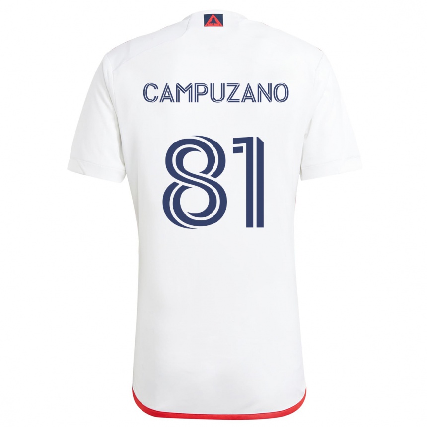 Vaikiškas Nico Campuzano #81 Balta Raudona Išvykos Marškinėliai 2024/25 T-Shirt