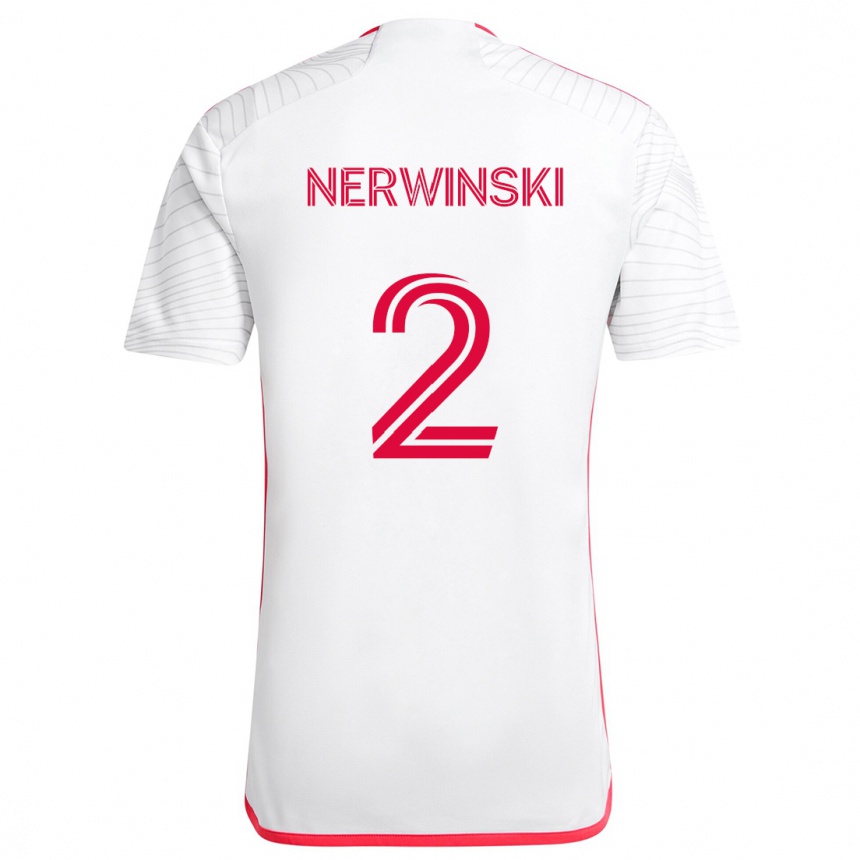 Vaikiškas Jake Nerwinski #2 Balta Raudona Išvykos Marškinėliai 2024/25 T-Shirt