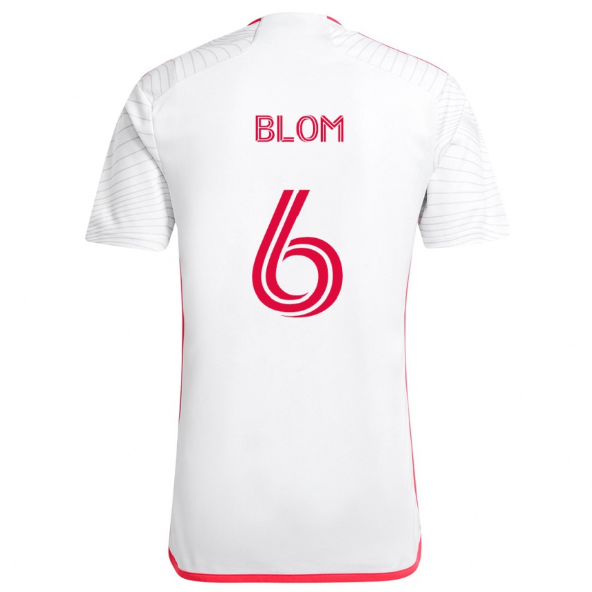 Vaikiškas Njabulo Blom #6 Balta Raudona Išvykos Marškinėliai 2024/25 T-Shirt