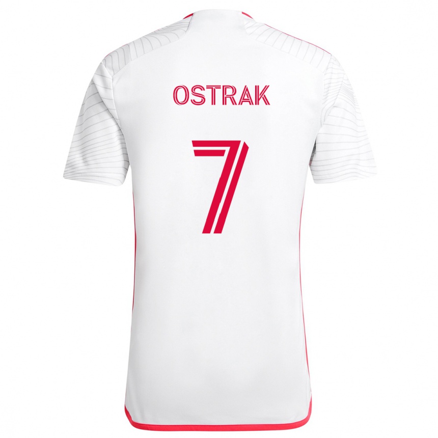 Vaikiškas Tomás Ostrák #7 Balta Raudona Išvykos Marškinėliai 2024/25 T-Shirt