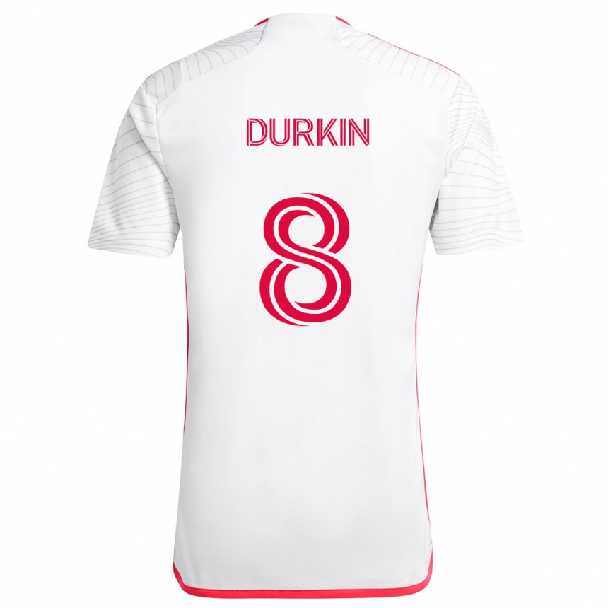 Vaikiškas Chris Durkin #8 Balta Raudona Išvykos Marškinėliai 2024/25 T-Shirt