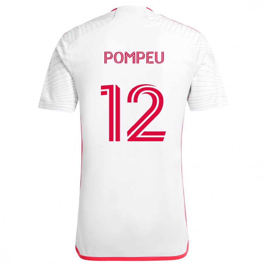 Vaikiškas Célio Pompeu #12 Balta Raudona Išvykos Marškinėliai 2024/25 T-Shirt