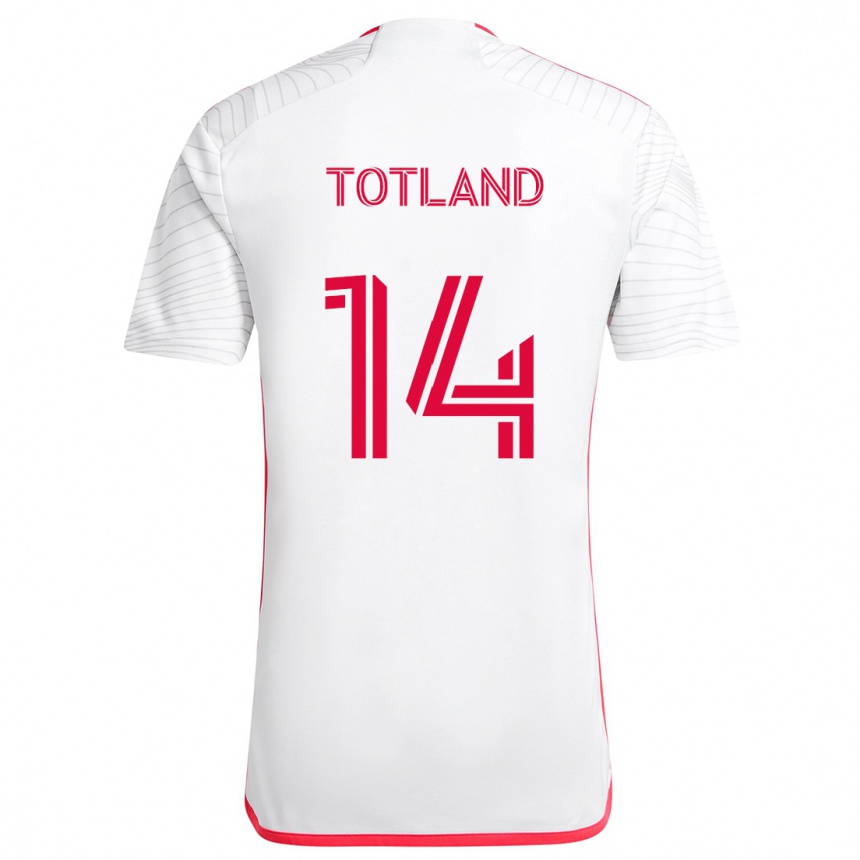 Vaikiškas Tomas Totland #14 Balta Raudona Išvykos Marškinėliai 2024/25 T-Shirt