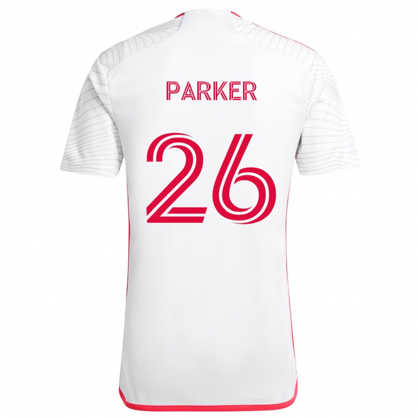 Vaikiškas Tim Parker #26 Balta Raudona Išvykos Marškinėliai 2024/25 T-Shirt