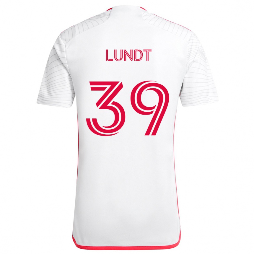 Vaikiškas Ben Lundt #39 Balta Raudona Išvykos Marškinėliai 2024/25 T-Shirt