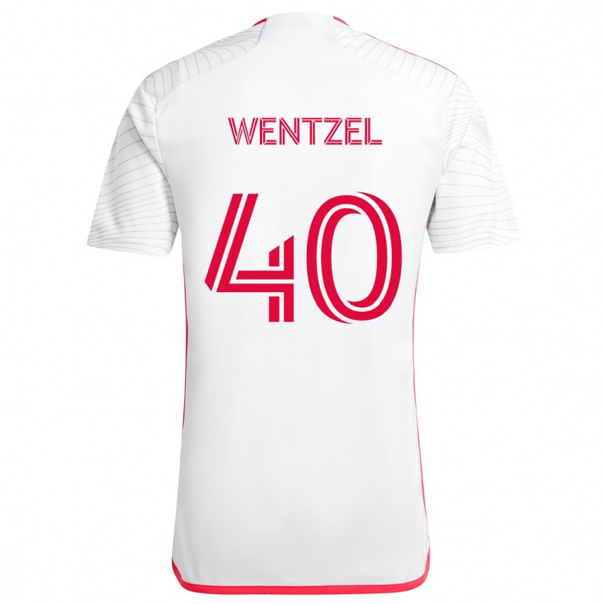 Vaikiškas Michael Wentzel #40 Balta Raudona Išvykos Marškinėliai 2024/25 T-Shirt