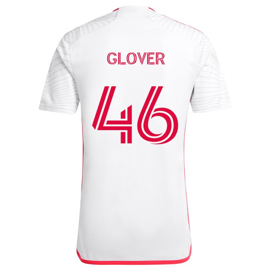 Vaikiškas Caden Glover #46 Balta Raudona Išvykos Marškinėliai 2024/25 T-Shirt