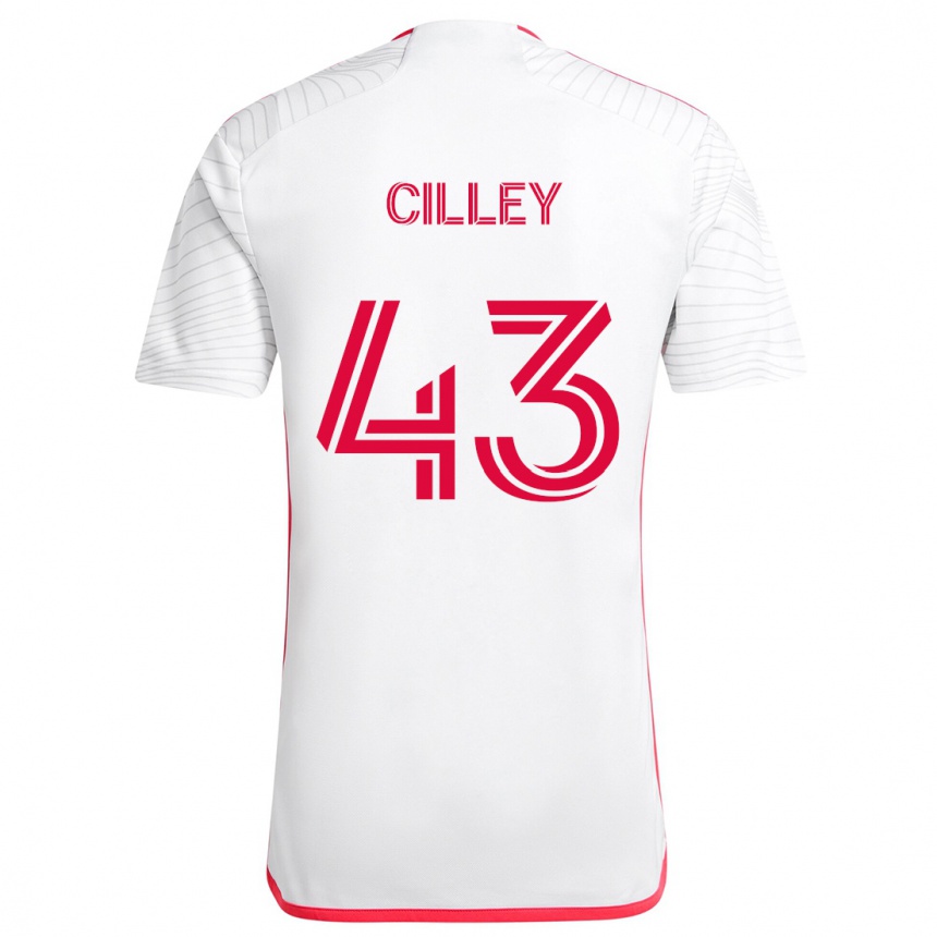 Vaikiškas Cam Cilley #43 Balta Raudona Išvykos Marškinėliai 2024/25 T-Shirt