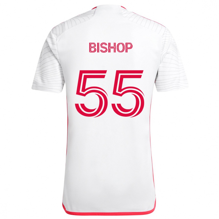 Vaikiškas Nick Bishop #55 Balta Raudona Išvykos Marškinėliai 2024/25 T-Shirt