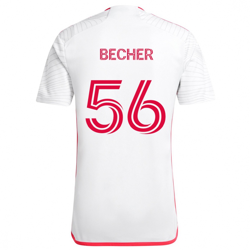 Vaikiškas Ryan Becher #56 Balta Raudona Išvykos Marškinėliai 2024/25 T-Shirt