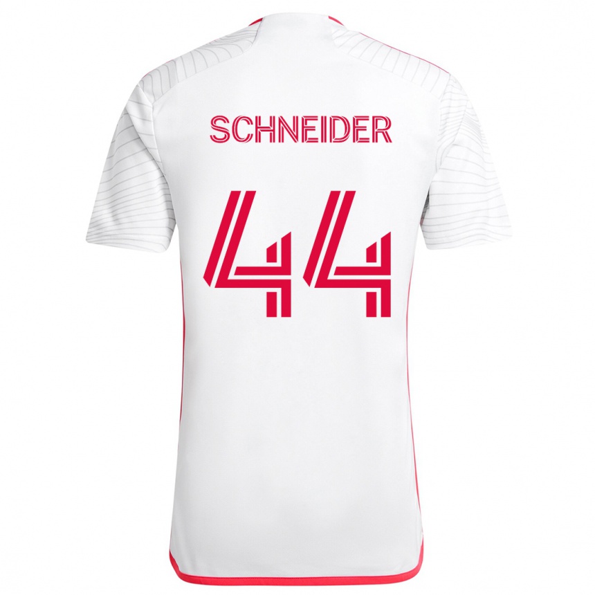 Vaikiškas Max Schneider #44 Balta Raudona Išvykos Marškinėliai 2024/25 T-Shirt