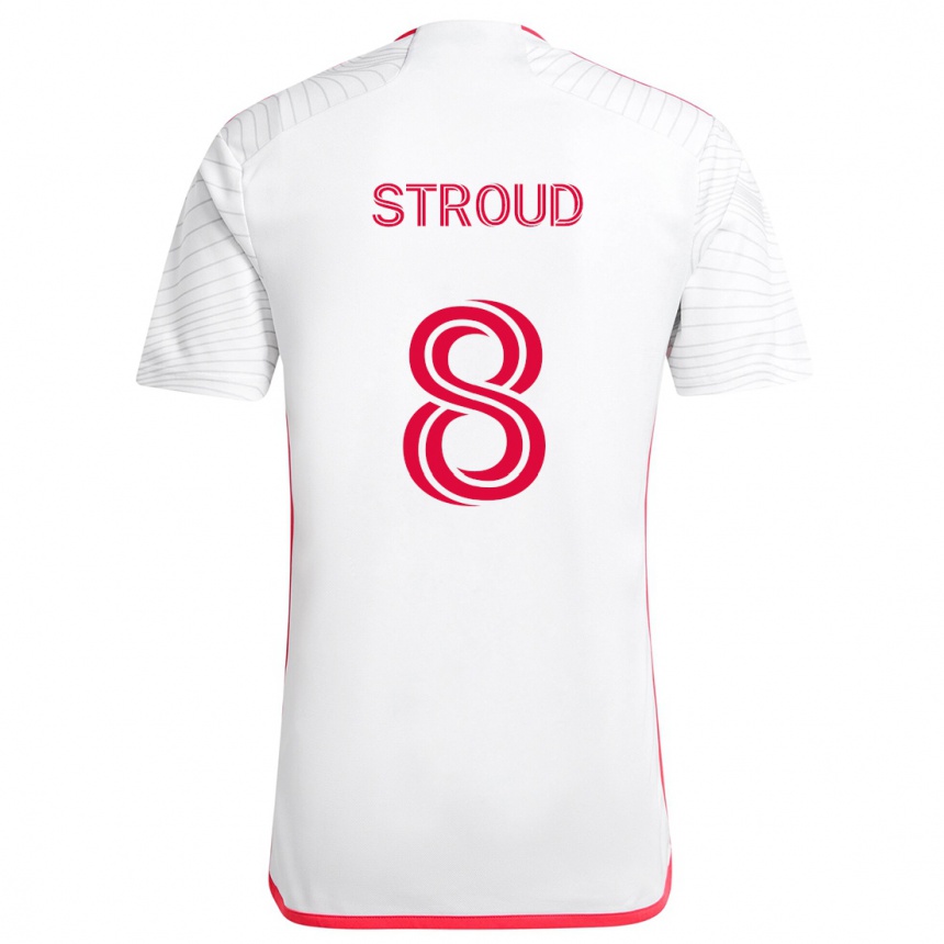 Vaikiškas Jared Stroud #8 Balta Raudona Išvykos Marškinėliai 2024/25 T-Shirt