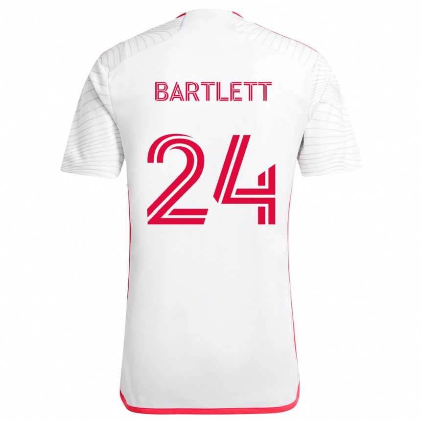 Vaikiškas Lucas Bartlett #24 Balta Raudona Išvykos Marškinėliai 2024/25 T-Shirt