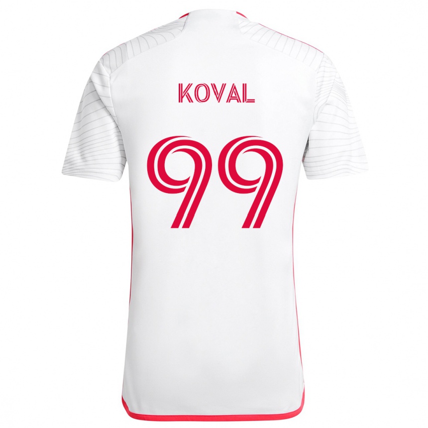 Vaikiškas Stanislav Koval #99 Balta Raudona Išvykos Marškinėliai 2024/25 T-Shirt