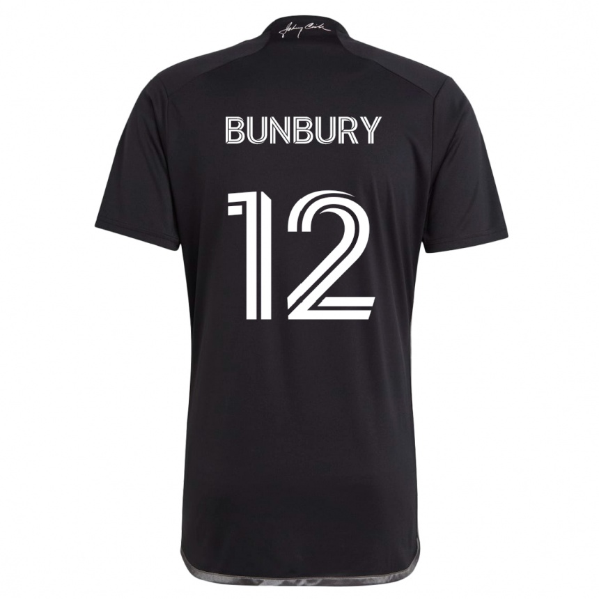 Vaikiškas Teal Bunbury #12 Juoda Išvykos Marškinėliai 2024/25 T-Shirt