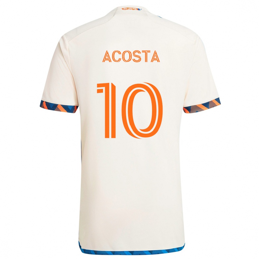 Vaikiškas Luciano Acosta #10 Balta Oranžinė Išvykos Marškinėliai 2024/25 T-Shirt