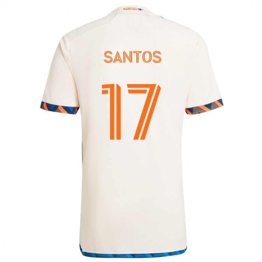 Vaikiškas Sergio Santos #17 Balta Oranžinė Išvykos Marškinėliai 2024/25 T-Shirt