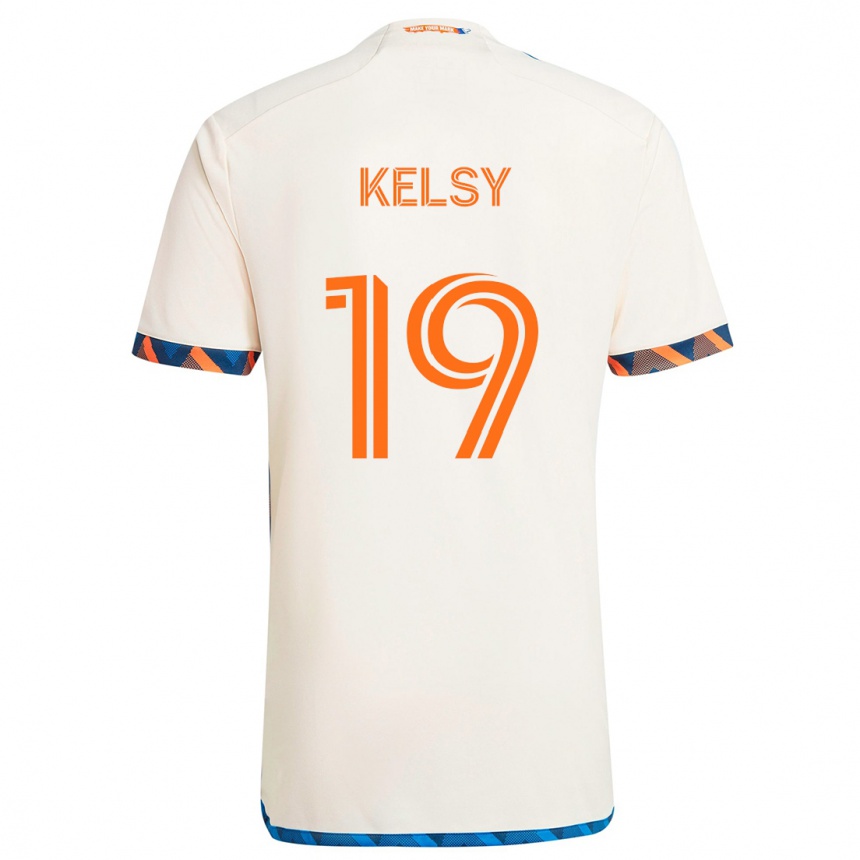 Vaikiškas Kevin Kelsy #19 Balta Oranžinė Išvykos Marškinėliai 2024/25 T-Shirt