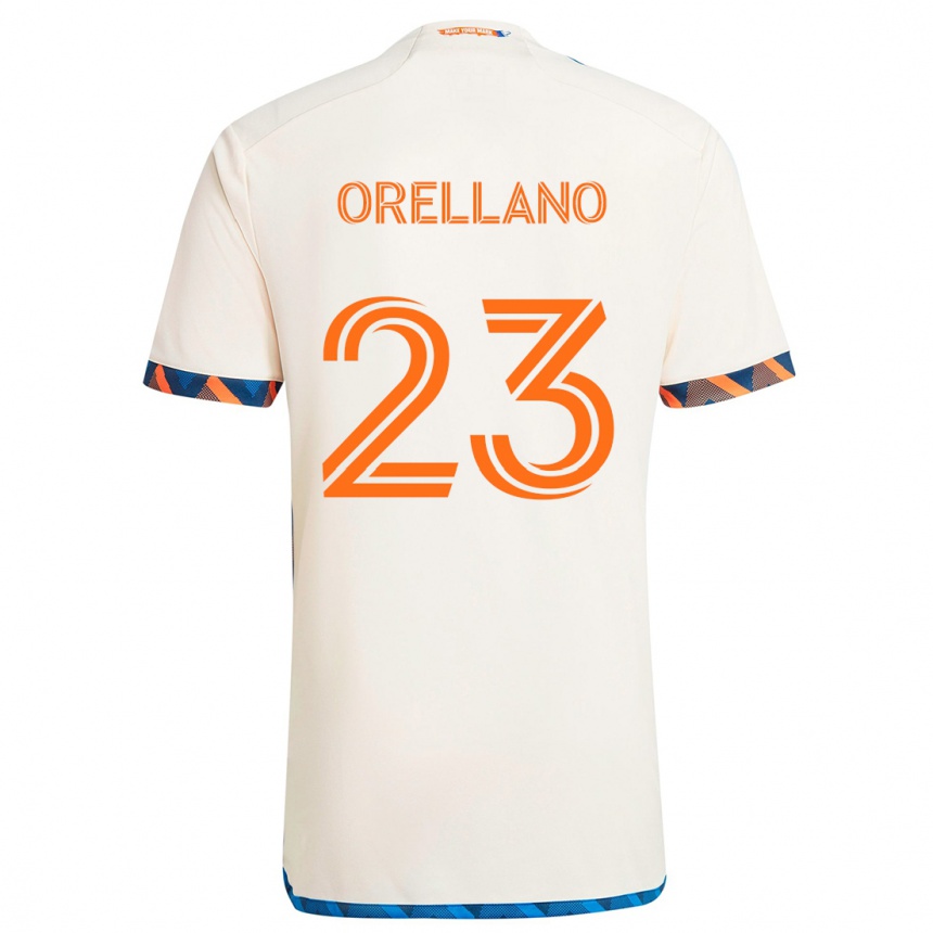 Vaikiškas Luca Orellano #23 Balta Oranžinė Išvykos Marškinėliai 2024/25 T-Shirt