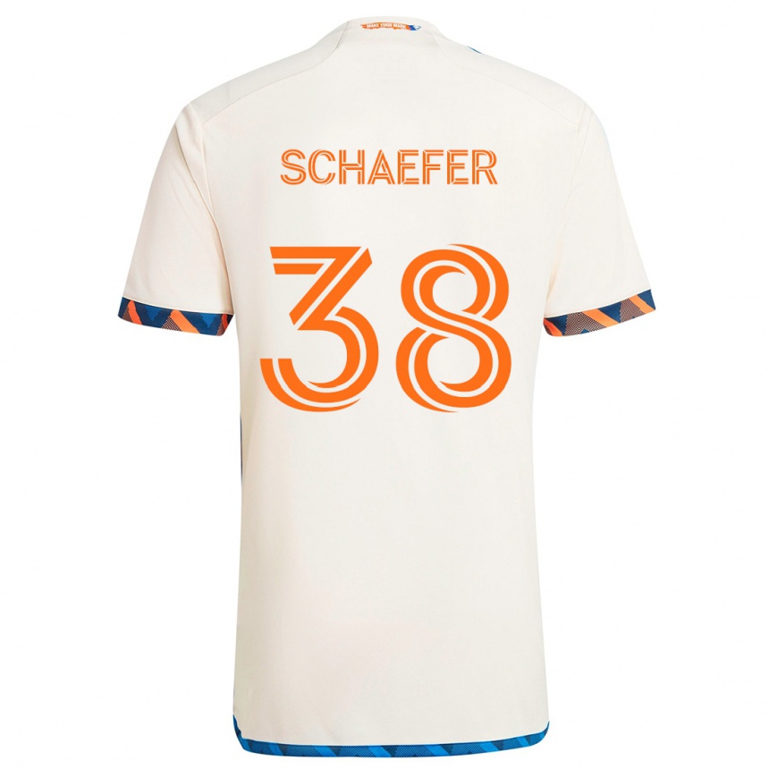 Vaikiškas Brian Schaefer #38 Balta Oranžinė Išvykos Marškinėliai 2024/25 T-Shirt