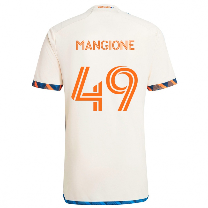 Vaikiškas Peter Mangione #49 Balta Oranžinė Išvykos Marškinėliai 2024/25 T-Shirt