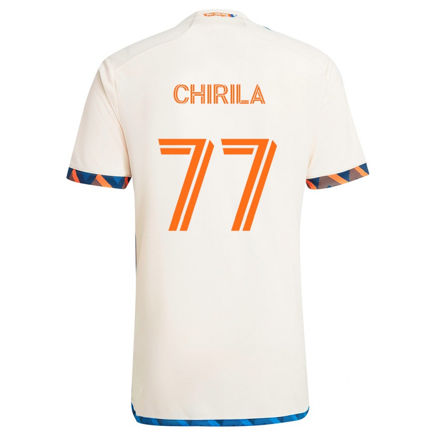 Vaikiškas Stefan Chirila #77 Balta Oranžinė Išvykos Marškinėliai 2024/25 T-Shirt