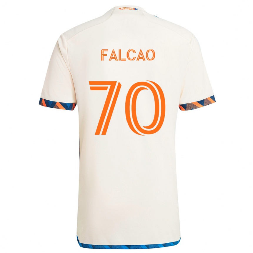 Vaikiškas Kiano Falcao #70 Balta Oranžinė Išvykos Marškinėliai 2024/25 T-Shirt