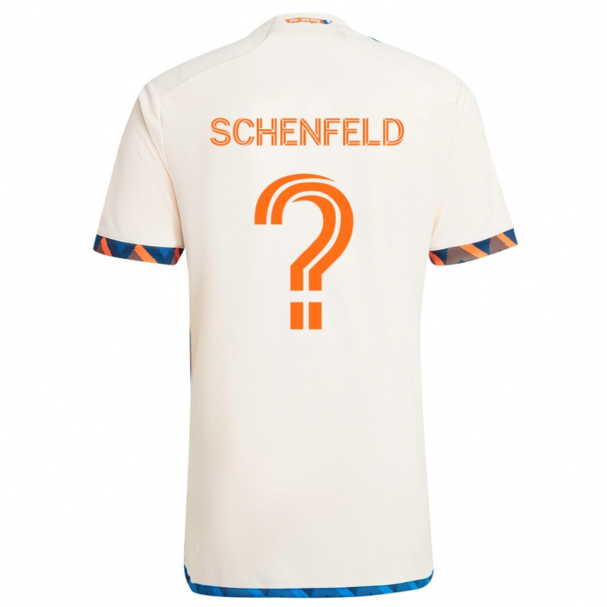 Vaikiškas Matthew Schenfeld #0 Balta Oranžinė Išvykos Marškinėliai 2024/25 T-Shirt