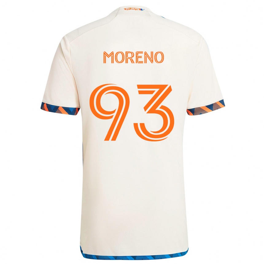 Vaikiškas Júnior Moreno #93 Balta Oranžinė Išvykos Marškinėliai 2024/25 T-Shirt