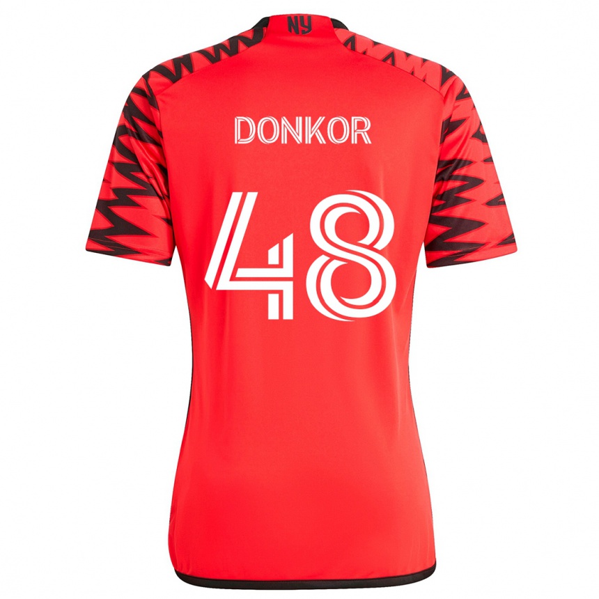 Vaikiškas Ronald Donkor #48 Raudona Juoda Balta Išvykos Marškinėliai 2024/25 T-Shirt