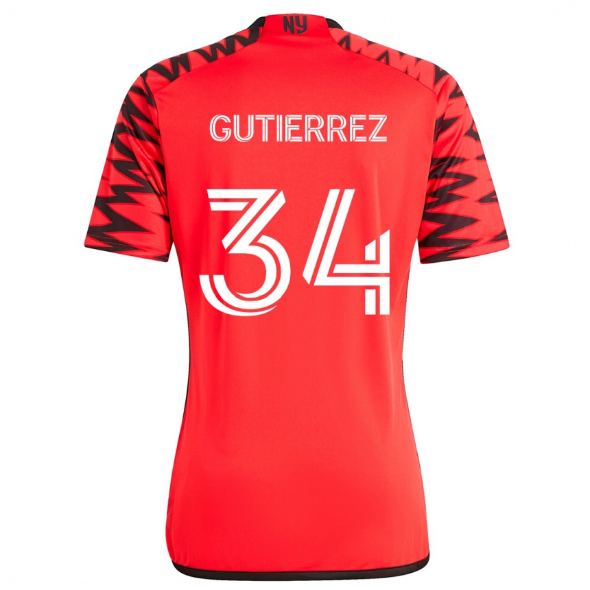 Vaikiškas Juan Gutierrez #34 Raudona Juoda Balta Išvykos Marškinėliai 2024/25 T-Shirt