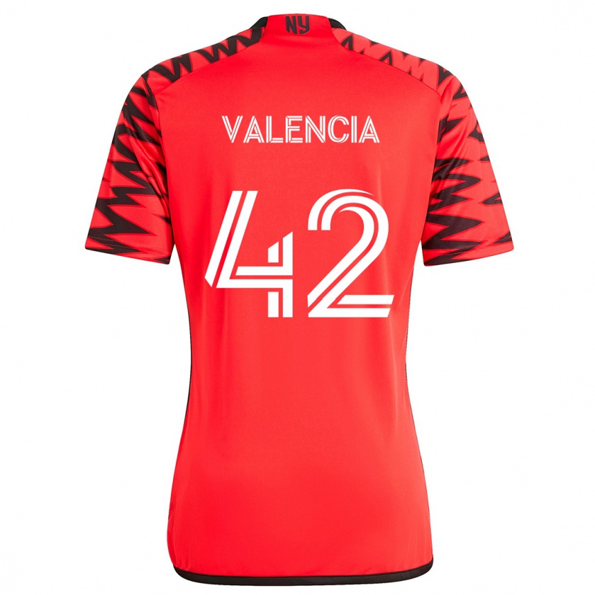 Vaikiškas Omar Valencia #42 Raudona Juoda Balta Išvykos Marškinėliai 2024/25 T-Shirt