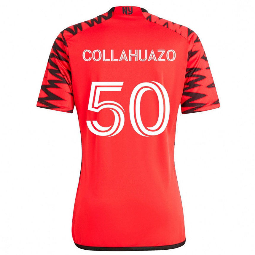 Vaikiškas Jair Collahuazo #50 Raudona Juoda Balta Išvykos Marškinėliai 2024/25 T-Shirt