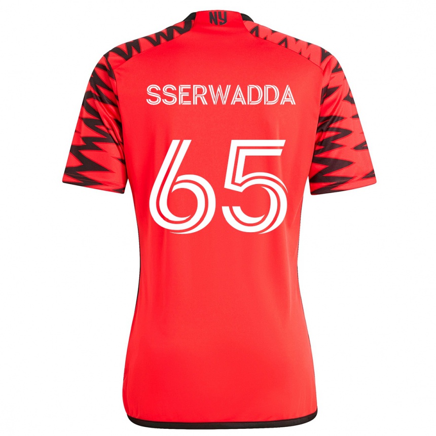 Vaikiškas Steven Sserwadda #65 Raudona Juoda Balta Išvykos Marškinėliai 2024/25 T-Shirt