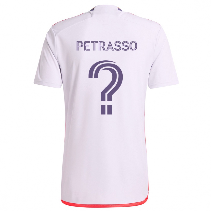 Vaikiškas Luca Petrasso #0 Balta Raudona Violetinė Išvykos Marškinėliai 2024/25 T-Shirt