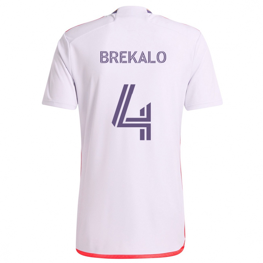 Vaikiškas David Brekalo #4 Balta Raudona Violetinė Išvykos Marškinėliai 2024/25 T-Shirt