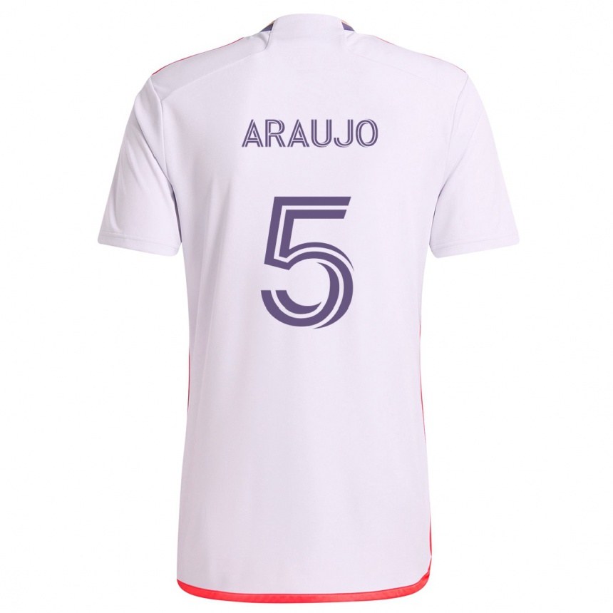 Vaikiškas César Araújo #5 Balta Raudona Violetinė Išvykos Marškinėliai 2024/25 T-Shirt