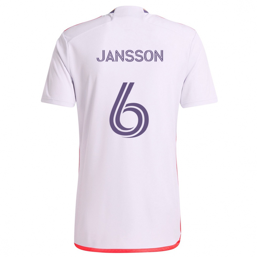 Vaikiškas Robin Jansson #6 Balta Raudona Violetinė Išvykos Marškinėliai 2024/25 T-Shirt