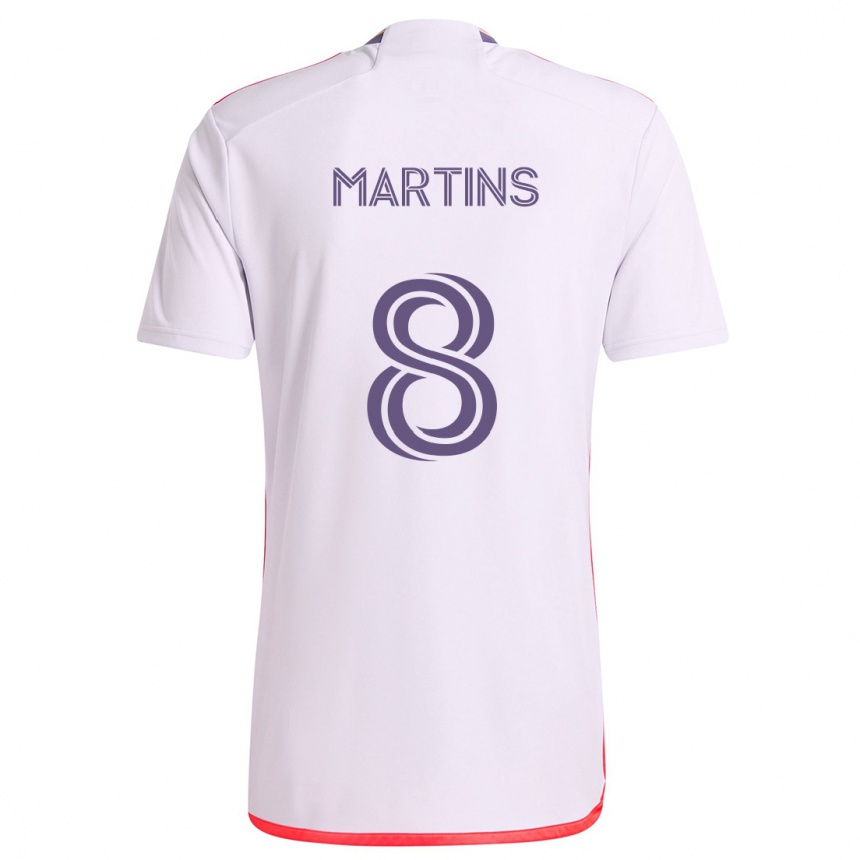 Vaikiškas Felipe Martins #8 Balta Raudona Violetinė Išvykos Marškinėliai 2024/25 T-Shirt