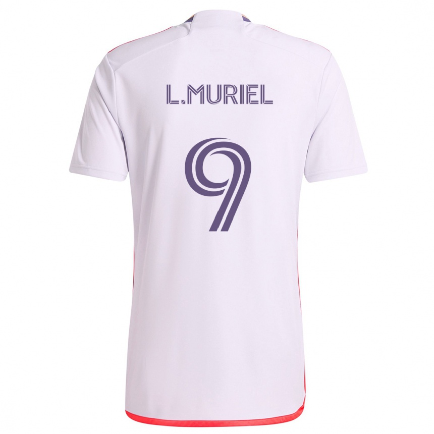 Vaikiškas Luis Muriel #9 Balta Raudona Violetinė Išvykos Marškinėliai 2024/25 T-Shirt