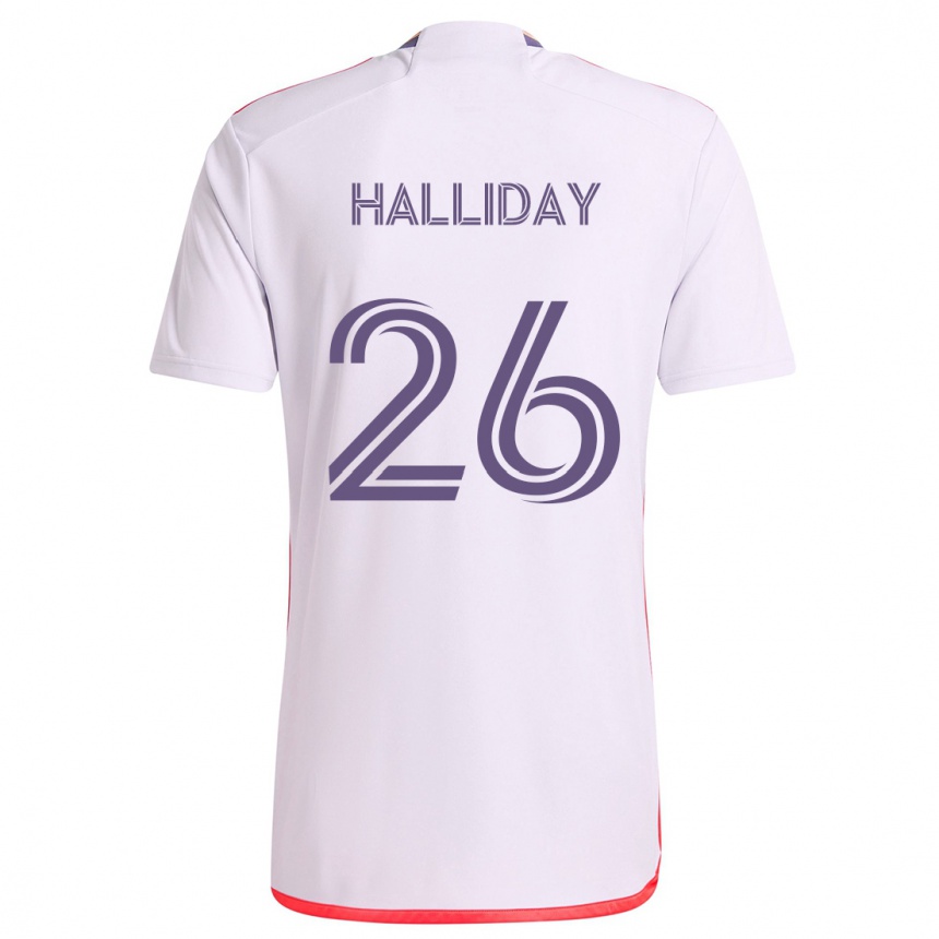 Vaikiškas Michael Halliday #26 Balta Raudona Violetinė Išvykos Marškinėliai 2024/25 T-Shirt