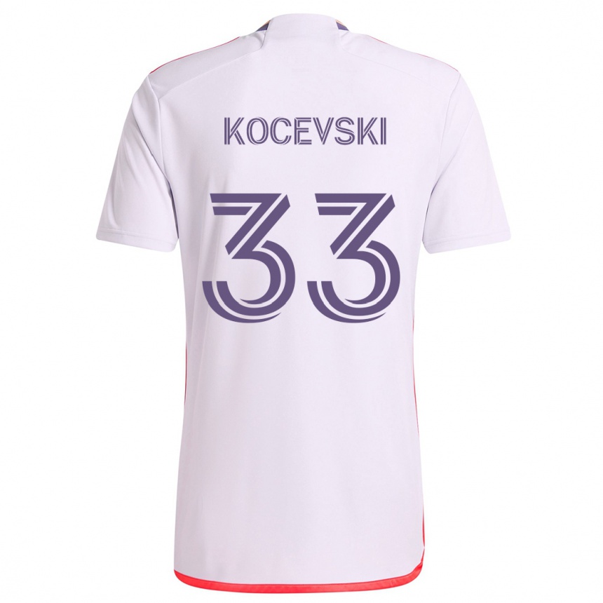 Vaikiškas Jeorgio Kocevski #33 Balta Raudona Violetinė Išvykos Marškinėliai 2024/25 T-Shirt