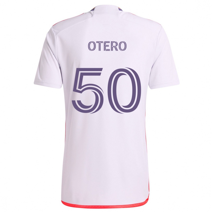 Vaikiškas Javier Otero #50 Balta Raudona Violetinė Išvykos Marškinėliai 2024/25 T-Shirt