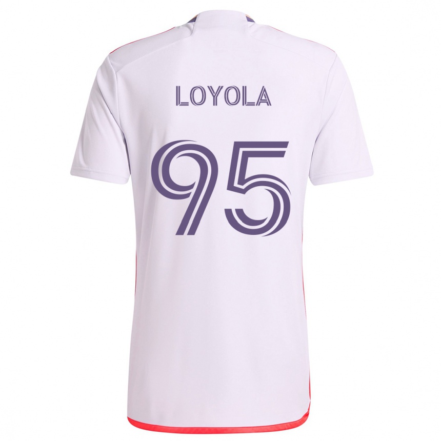 Vaikiškas Favian Loyola #95 Balta Raudona Violetinė Išvykos Marškinėliai 2024/25 T-Shirt