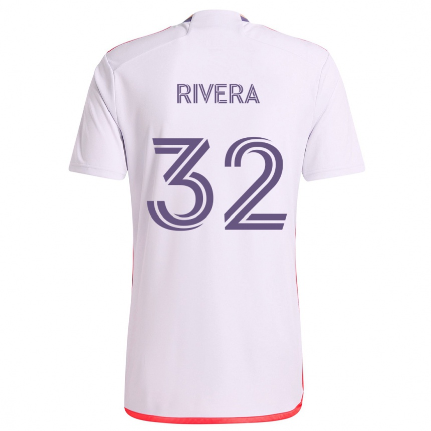 Vaikiškas Wilfredo Rivera #32 Balta Raudona Violetinė Išvykos Marškinėliai 2024/25 T-Shirt