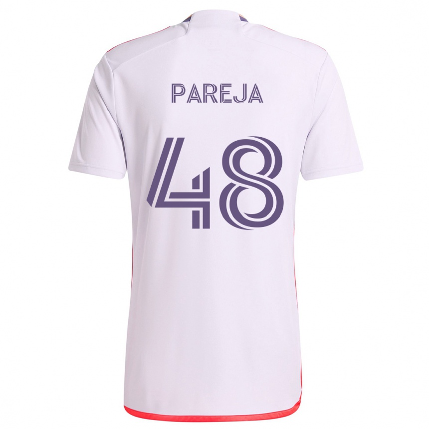 Vaikiškas Diego Pareja #48 Balta Raudona Violetinė Išvykos Marškinėliai 2024/25 T-Shirt