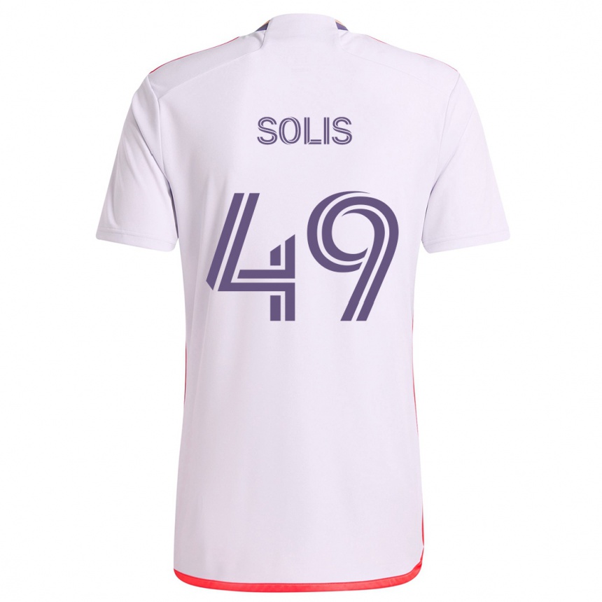 Vaikiškas Jhon Solís #49 Balta Raudona Violetinė Išvykos Marškinėliai 2024/25 T-Shirt